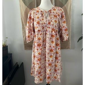 Universal Thread Women Floral Cream Babydoll Cotton Dress Size Medium